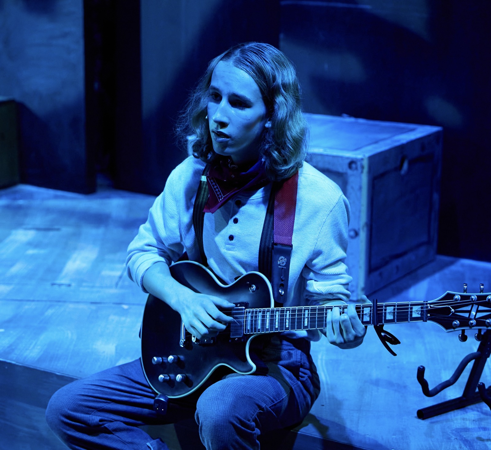 Elijah as Orpheus in Hadestown